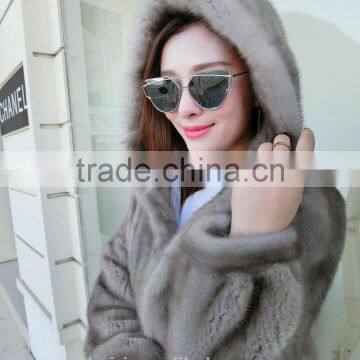 2016 New Genuine Mink Fur Coat With Hood Real Whole Skin Mink Fur Long Jacket Warm Winter Mink Fur Garments Plus Size photo-6