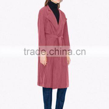 Hot Selling Light Weight Long Sleeve Trench Cost Fashion Faux Cost Women 2016 photo-3
