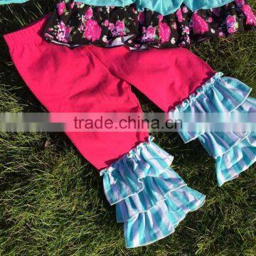 The Halloween Kids Girls Flower Print OUTFITS Ruffle Pant Sets Girls Boutique Clothes Kids Sets With Matching Accessories photo-2