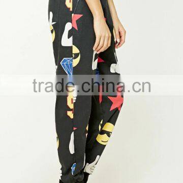 OEM Service Womens Spring Outdoor Elastic Narrow Cuff Canvas Printed Pants Trousers photo-2