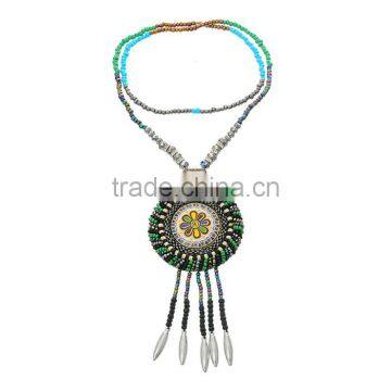 Fashion Jewelry Necklace Multicolor Flower Pattern Tassel Findings Clear Rhinestone 52cm long