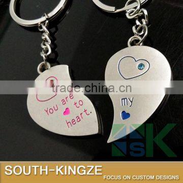 Girl Boy Alluminum Alloy Half Hearts Keychain photo-4