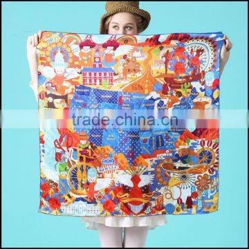 hand roll hemmed 16mm satin silk scarf,digital printed charmeuse shawl