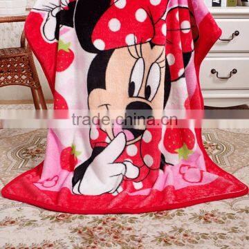 microfiber plush fluffy Coral fleece printed with cartoon designs micky blanket