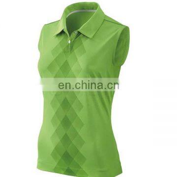 Custom green sleeveless ladies golf shirts