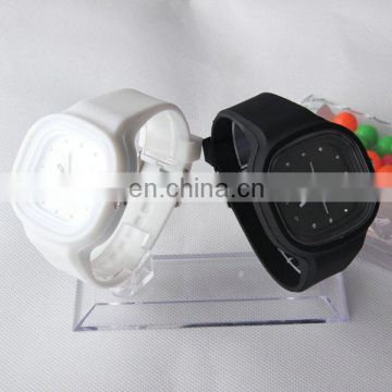 Fashional color silicone strap movement jelly watch with embedded diamond