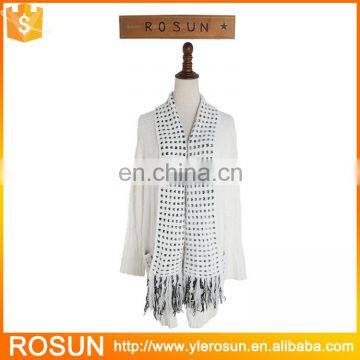 Tassels shawls collar long knit cardigan without buttons sweater