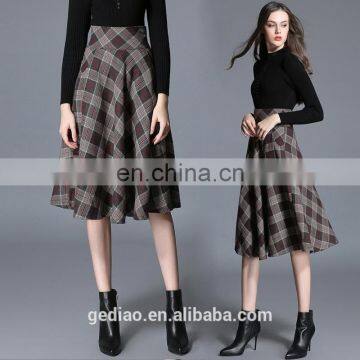 overknee spring and summer design european fashion retro plaid umbrella long skirt