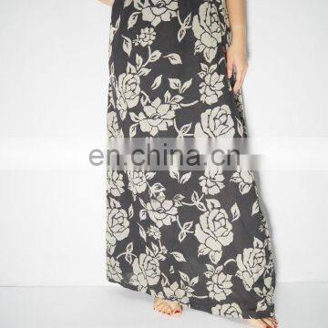 Wholesales Maxi Flower Art Print Women ladies cotton long skirts .