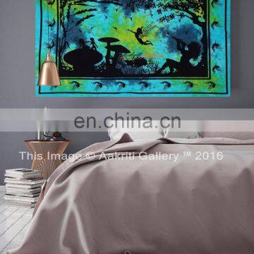 Indian Angle Cotton Tapestry Home Decor Bedding Turquoise Single Spread beaded Twin Tapestry Wholesale