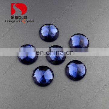 Sapphire Round Flat Back Mirror Glass Stone Garment Beads