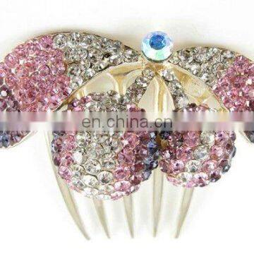 2013 newest fashion alloy rhinestone hair comb fork