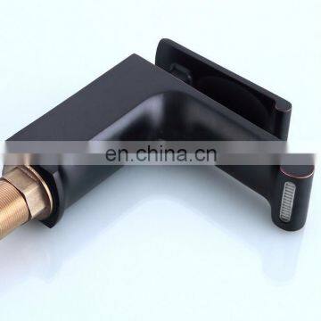 Modern Single Handle Waterfall Deck Mounted Square Sink Faucet Bathroom Brass Basin Tap photo-5