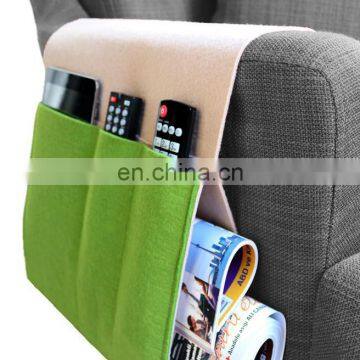 hot selling felt fabric sofa organizer Bedside Caddy pocketed armrest organizer newspaper remote control holder