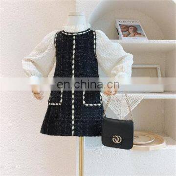 Girls skirt woolen material stitching dress princess dress 20 autumn clothes new foreign trade children's clothing