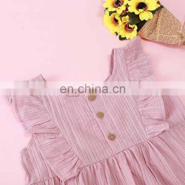 Free Ship Ins Girls Pink Hollow Out Dresses Kids Fly Sleeved Princess Dress 2-8years photo-3
