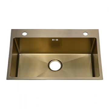 Guangdong Dongyuan Kitchenware 650×450×225mm POSCO SUS304 Stainless Steel Single Bowl Overmount Handmade PVD Kitchen Sink (DY-D6545HJ)