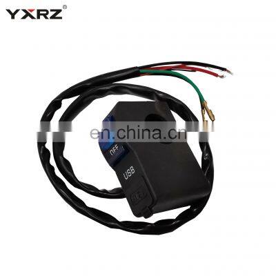 Universal 5V2A Handle Bar Switch Blue Light ON-OFF Button Motorcycle Handlebar Switches With USB Charging