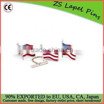 Free artwork design custom American Flag Cuff Links & Tie Tack Set