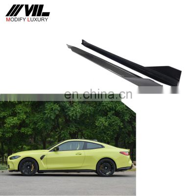 Modify Luxury G82 M4 Carbon Fiber Side Skirts Extensions for BMW 4series G82 G80 M3 M4 Coupe 2-Door 2021UP