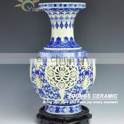 Blue and white ceramic porcelain ivory vases