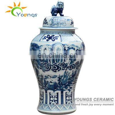 Luxury 1.2 mTall Chinese Hand Paint Character Big Ceramic Ginger Jar Floor Vases