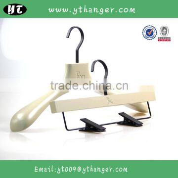 HA6927 White Wooden Coat Hanger With Rose Gold Pants Wooden Hanger photo-5