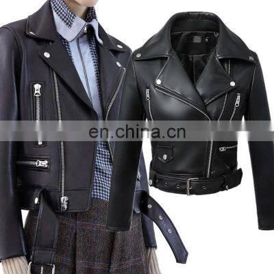 Spring Fashion Women Smooth Motorcycle Faux Leather Jackets Ladies Long Sleeve Autumn Winter Office Streetwear Jacket photo-3