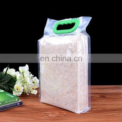Food Grade Laminated Material Transparent PA/PE Plastic Rice Packaging 2.5kg 5kg Size Vacuum Rice Bags With Handle Accept Print photo-3