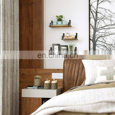 Rustic Wood Wall Storage Shelves for Bedroom Living Room Bathroom Floating Shelves Wall Mounted photo-3