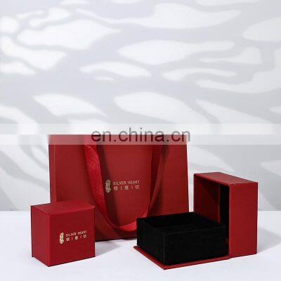 Luxury Custom Logo Cardboard Paper Jewellery Gift Box Red Customize Logo Jewelry Gift Packaging Box photo-4