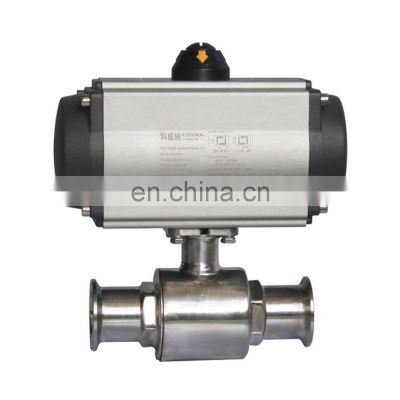 COVNA DN25 1inch  AC220V Pneumatic Sanitary Ball Valve Air Control Stainless steel 3 Way Tri clamp Ball valve