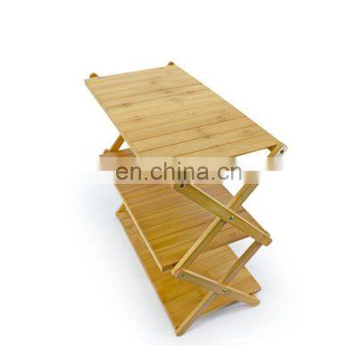 Bamboo Storage Shelf High Quality Collapsible Outdoor 3-layer Bamboo Bag Food Storage Holder & Racks photo-2