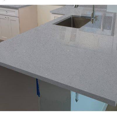 Code：gray Crystal，Calacatta Artificial Stone Quartz Slab Kitchen Countertops photo-3