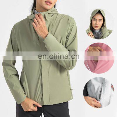 Wholesale Women Zipper Sports Hooded Softshell Jackets Winter Outdoor Waterproof Coat Custom Wind Breaker Hiking Blank Jacket photo-3