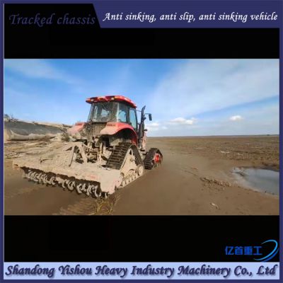 Tractor triangular track chassis modification with high power