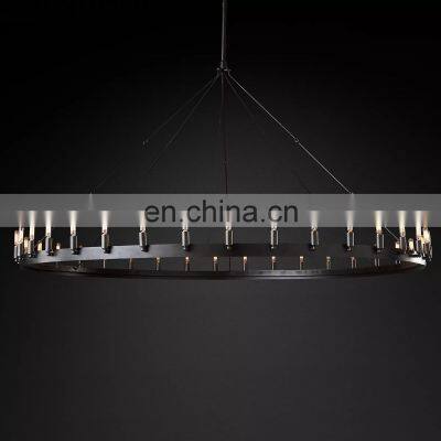 Modern Luxury American Retro Room Hotel Decoration Round Chandelier Lighting Camino Retro Filament Glass Lampshade Chandelier photo-5
