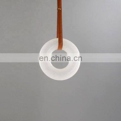 Simple Hanging Pendant Light Round Luxury Modern Alabaster Led Chandelier For Living Room Home photo-5