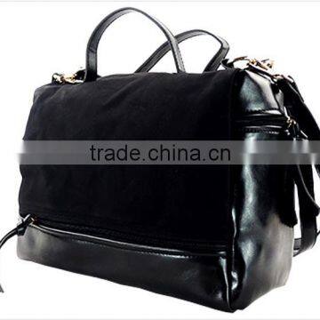 Black Cosmetic Leather Travel Tote Bag With Fur Bag photo-3