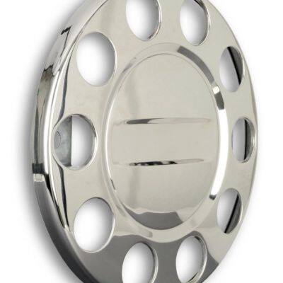 Pack of 2 Universal Highly Polished Stainless Steel Truck Wheel Bolt Cover in 22.5 Inch Closed photo-2