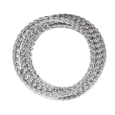 Silver 15-meter Stainless Steel Barbed Wire, Razor Wire Roll, With 3 45cm Iron Supports photo-5