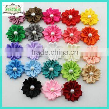 Cheaper hot sale 4cm ribbon flowers for sale