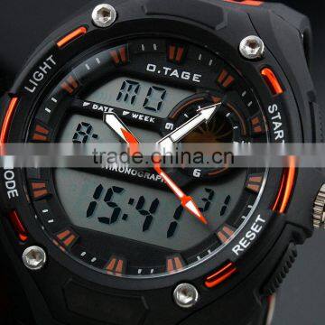 Men's Orange Rubber Digital Analog Dual Dial Sport Watch WS067