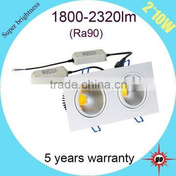 High Brightness 2*10w Square Led Cob Downlight 230v Black Dimmable Downlight photo-4