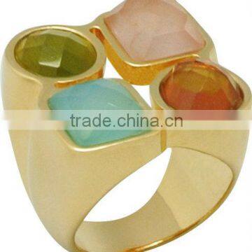 Gold Plated Fashion Ring With Natural Stone