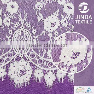 Wholesale High Quality nylon white eyelash lace dress fabric ,tulle french Lace Fabric                        
                                                Quality Choice