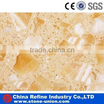 Crystal yellow artificial quartz stone slab