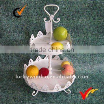 Ceramic Dish 3 Tiered Vintage Metal Plate Stands