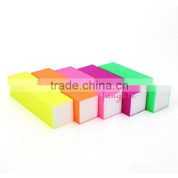 wholesale nail polishing tool neon color sponge 4sides mini nail buffer block