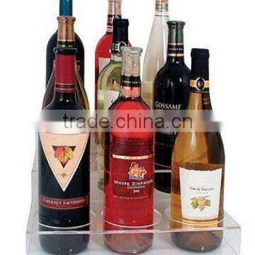 Acrylic Bottle Holder, Plastic Wine Display Riser 3-Tier Rack *Holds 9 Bottles*